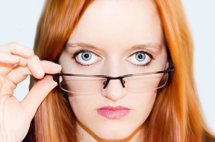 woman wearing optical glasses