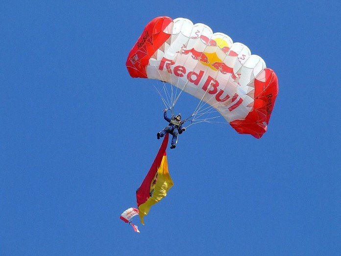 flying parachute with business logo