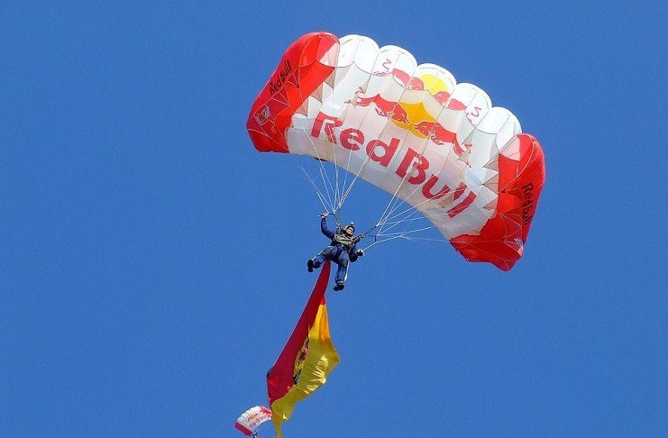 flying parachute with business logo